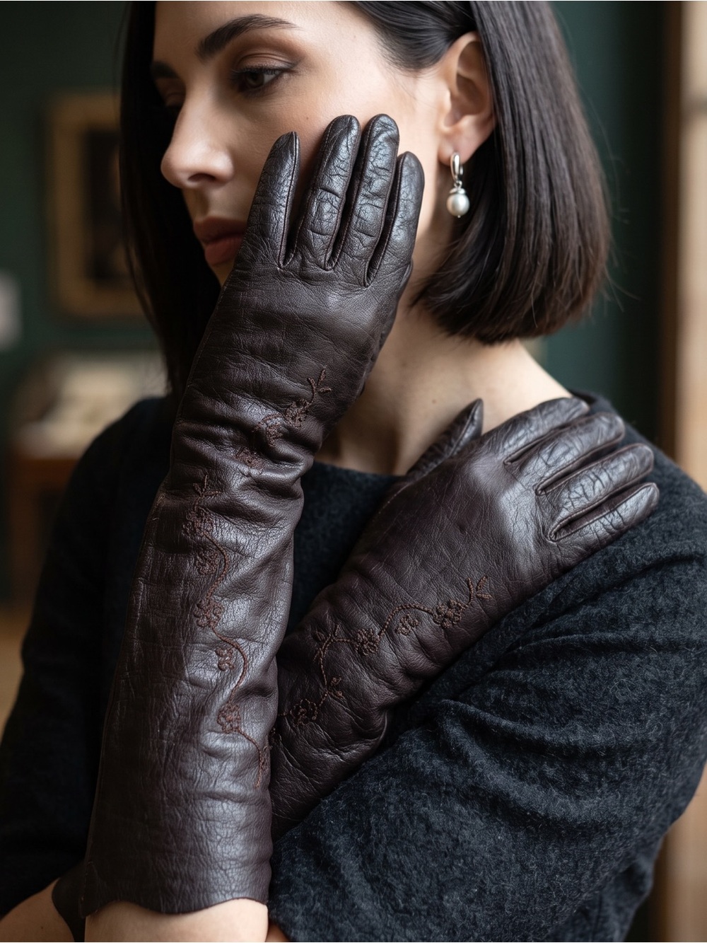 LONG GENUINE LEATHER GLOVES